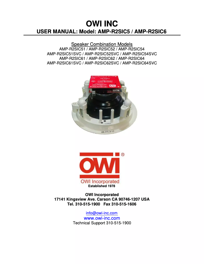 Page n°1 - Manuel utilisateur OWI AMP-R2SIC51