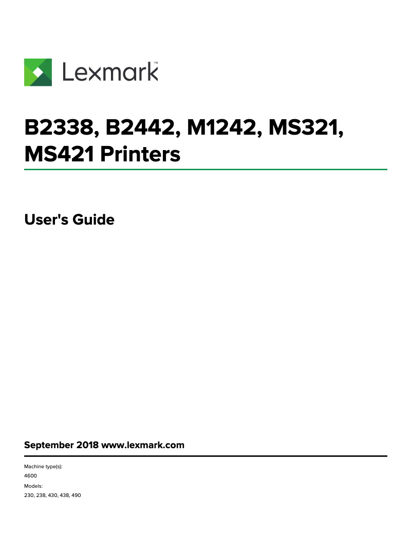 Page 1 de la notice Manuel utilisateur Lexmark B2338