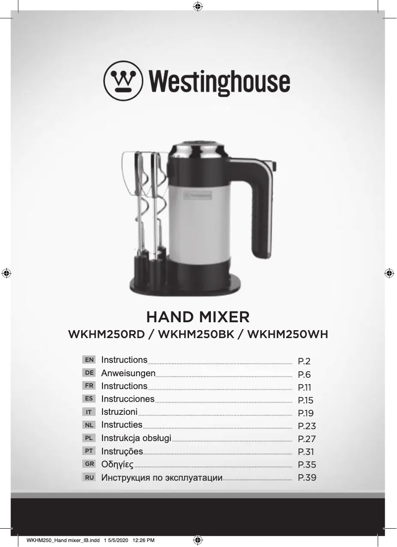 Page 1 de la notice Manuel utilisateur Westinghouse WKHM250BK