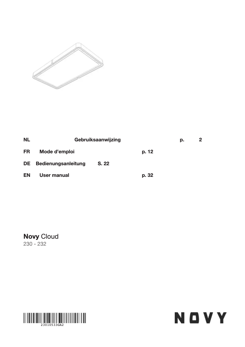 Page 1 de la notice Manuel utilisateur Novy Cloud 230