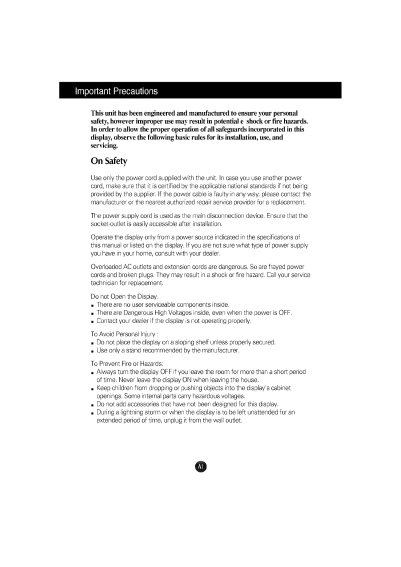 Page 1 de la notice Manuel utilisateur LG L1811S