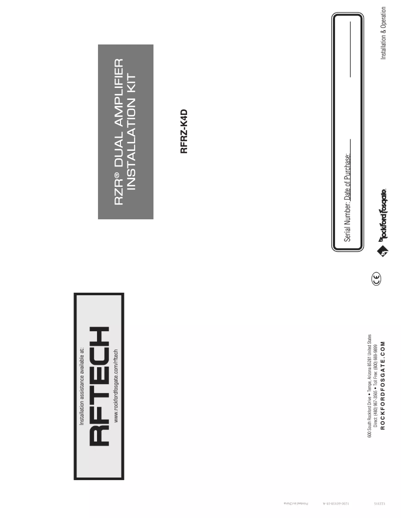 Page 1 de la notice Manuel utilisateur Rockford Fosgate RFRZ-PMXWH1