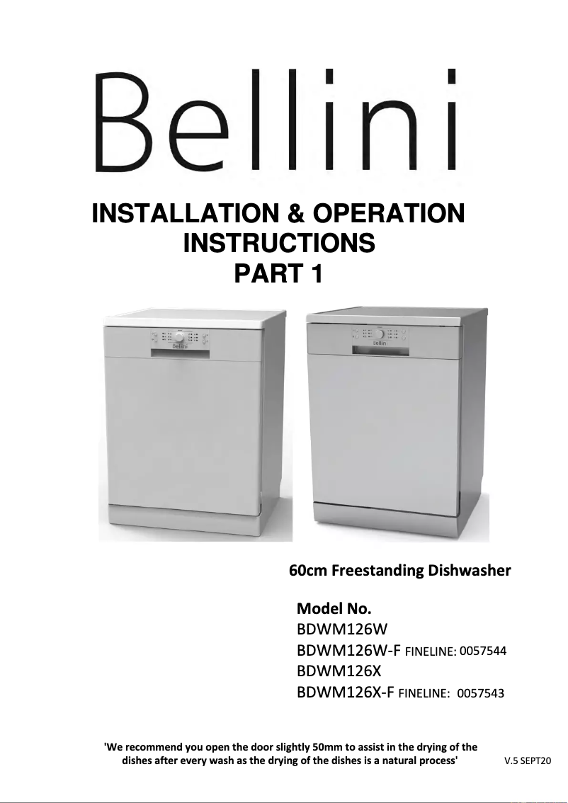 Page 1 de la notice Manuel utilisateur Bellini BDWM126X-F