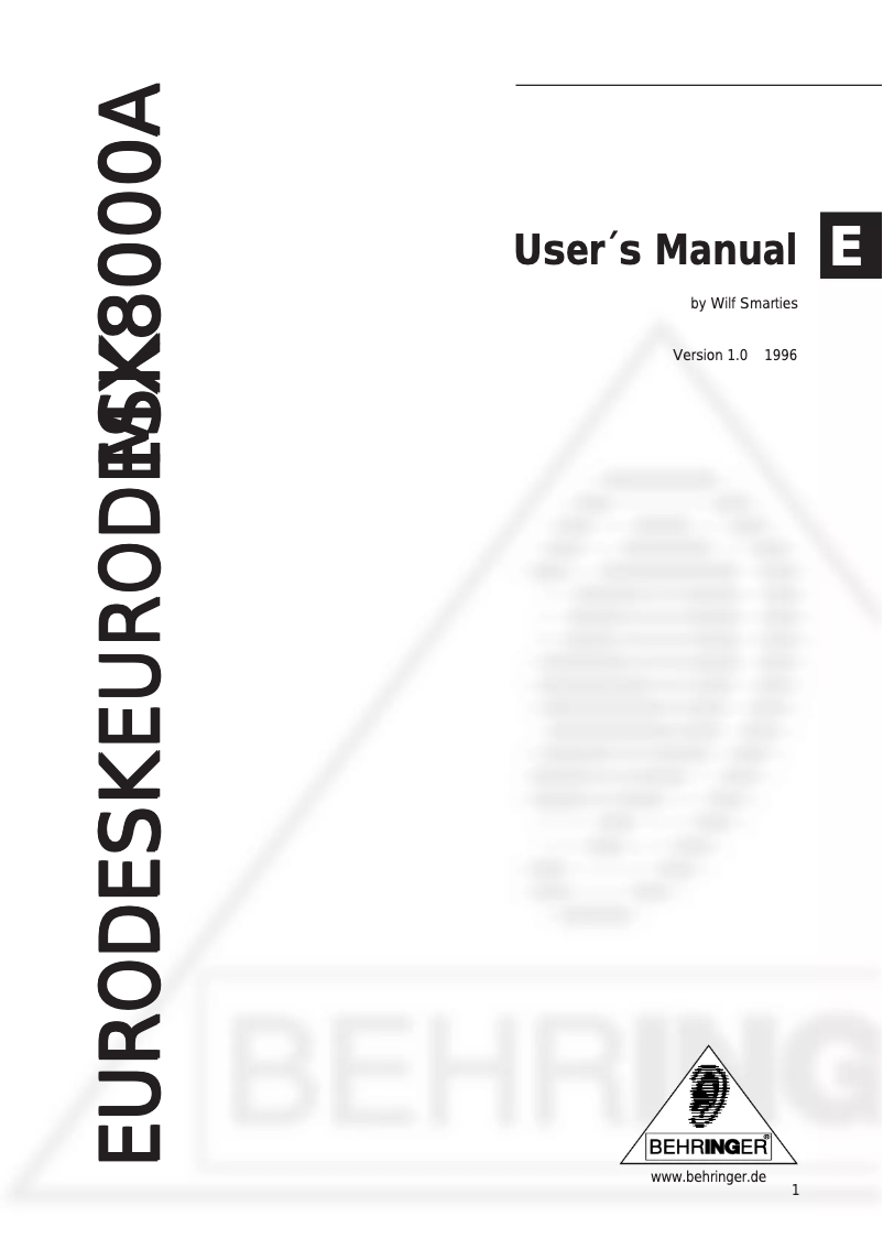 Image de la première page du manuel de l'appareil Eurodesk MX8000A