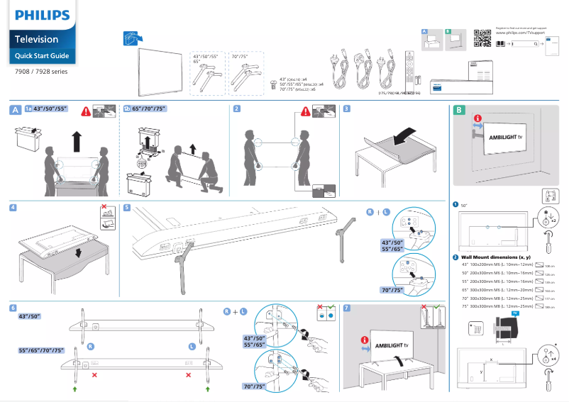 Page 1 of the manual Quick Start Guide Philips 70PUT7908