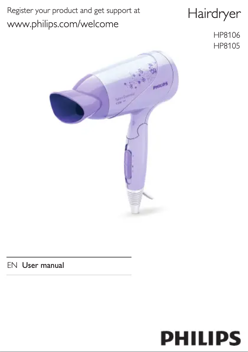 Page 1 de la notice Manuel utilisateur Philips HP8106