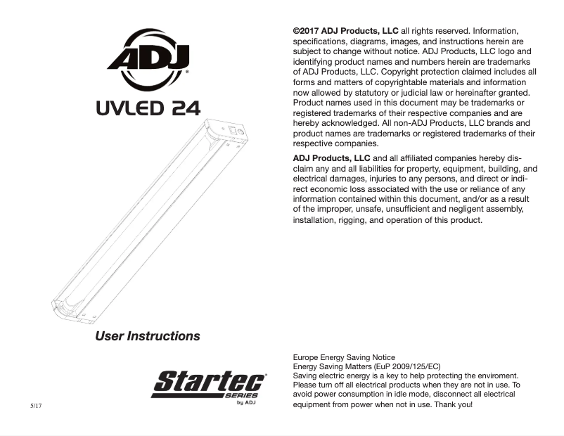 Imagen de la primera página del manual del dispositivo Startec UVLED 24