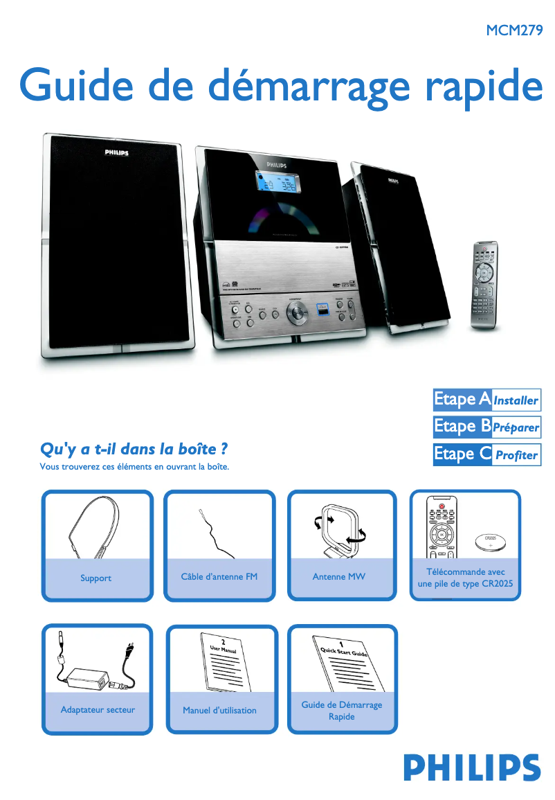 Page n°1 - Guide de démarrage rapide Philips MCM279
