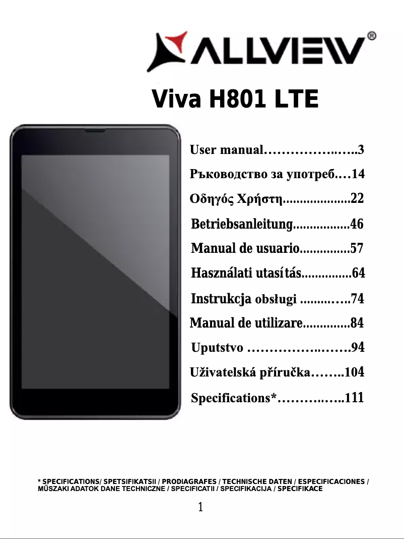 Image de la première page du manuel de l'appareil Viva H801LTE