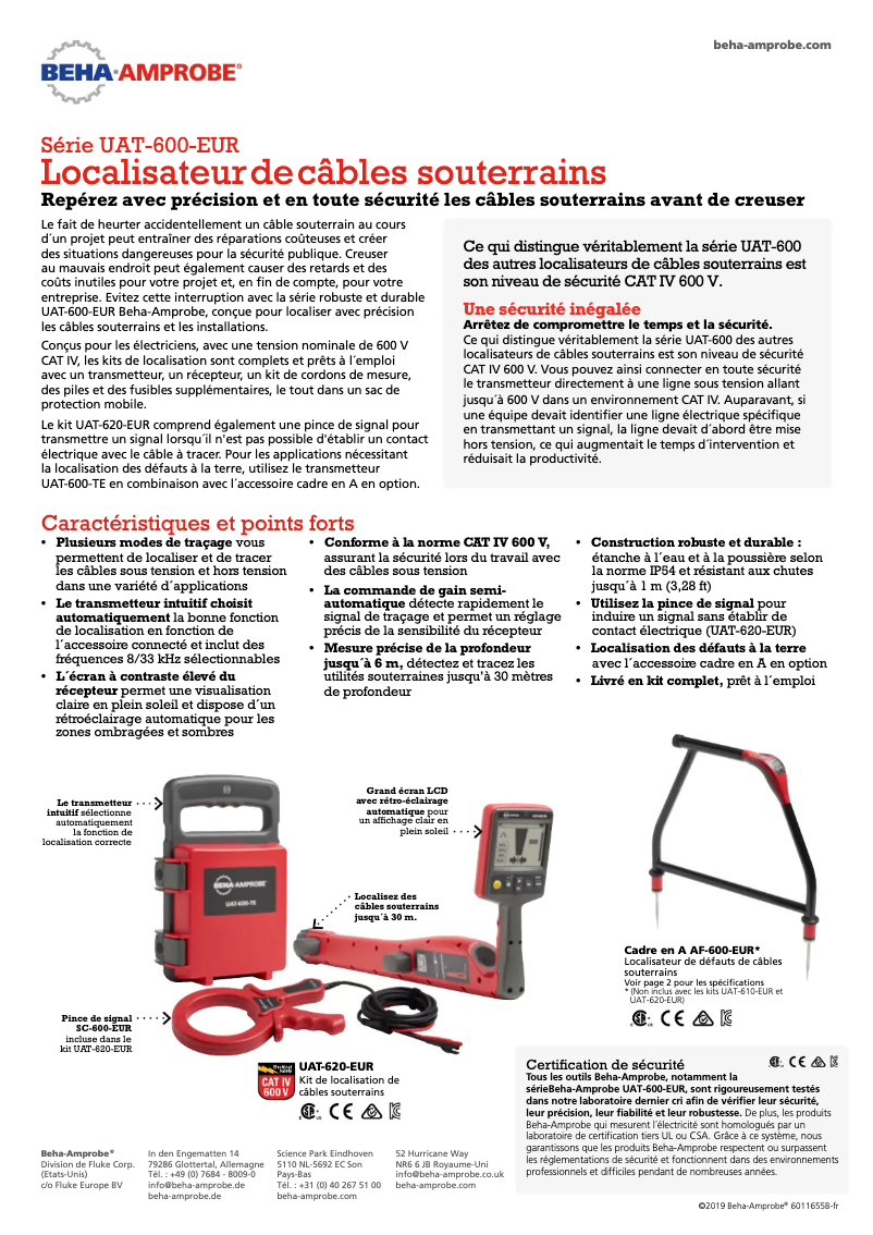 Page n°1 - Fiche technique Beha-Amprobe UAT-610-EUR