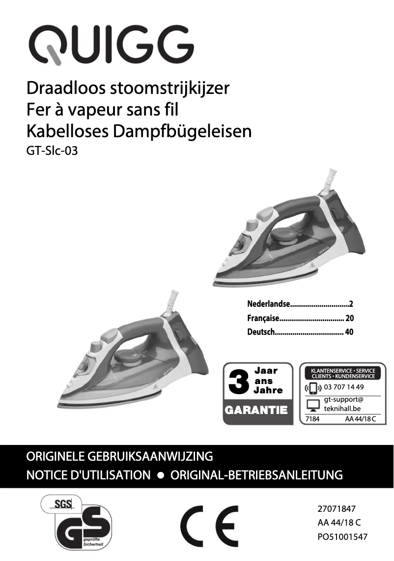 Image de la première page du manuel de l'appareil GT-SlC-03