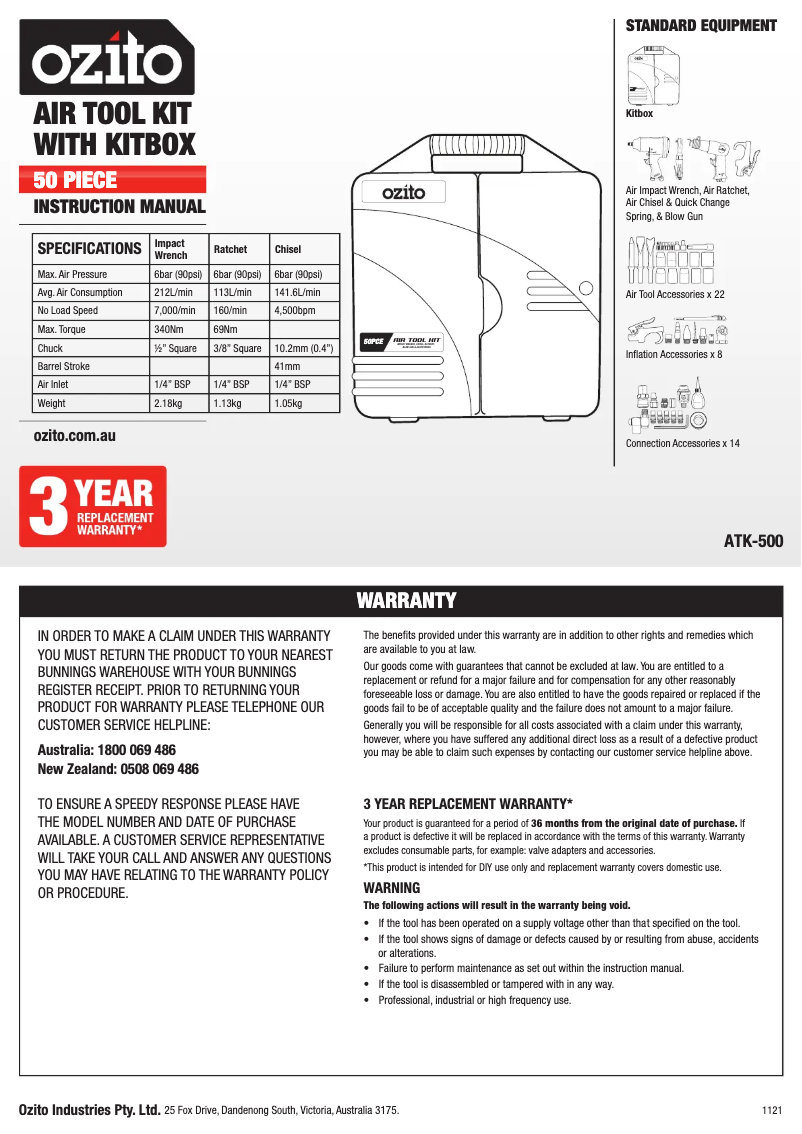 Image de la première page du manuel de l'appareil ATK-500