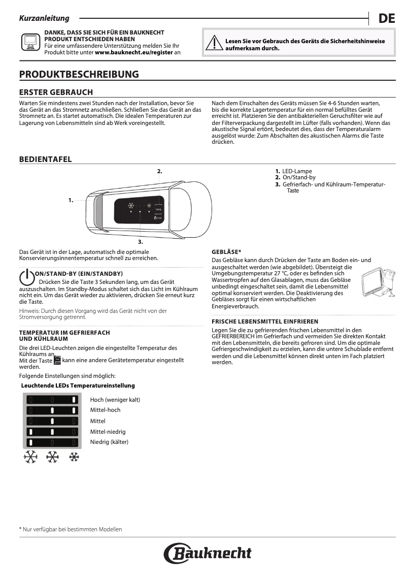 Page 1 de la notice Manuel utilisateur Bauknecht KGIE 28502