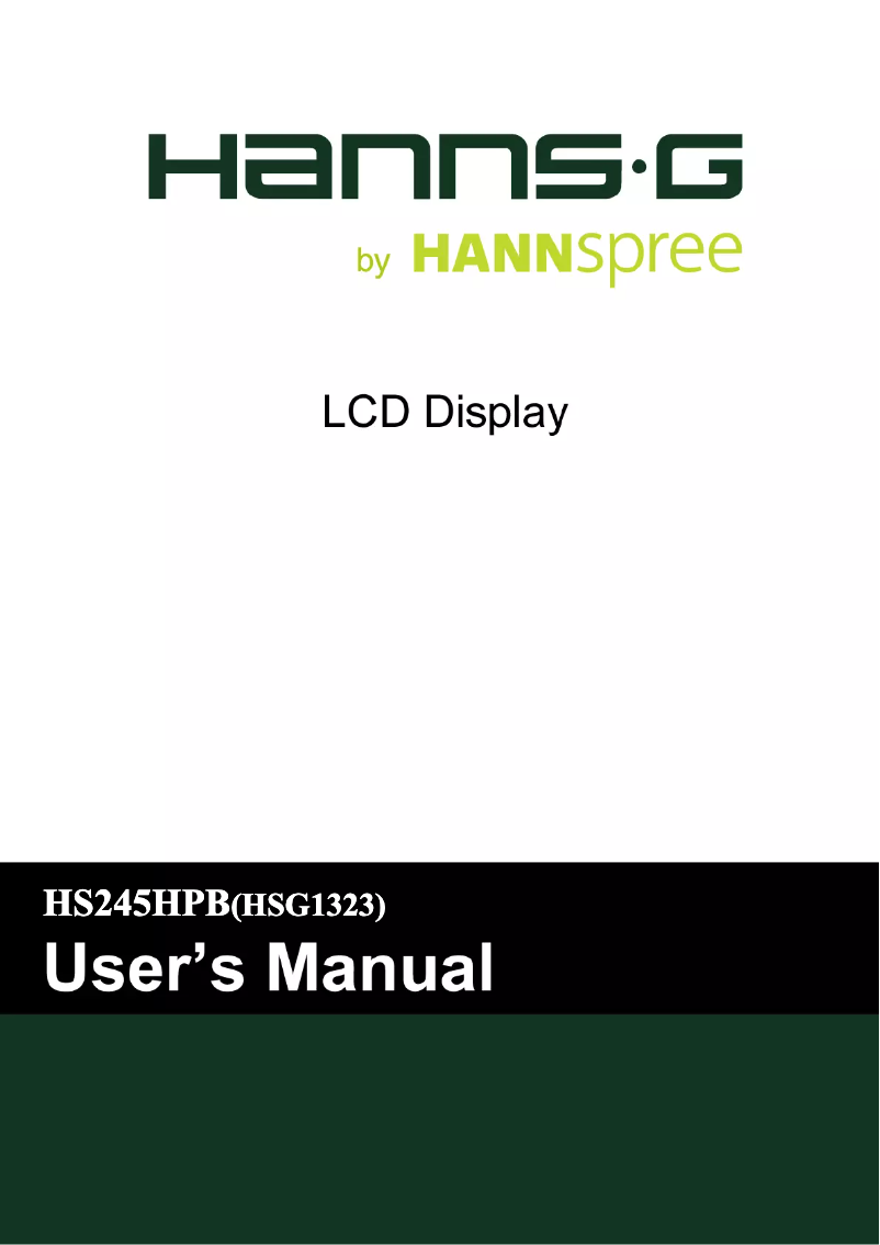 Page 1 de la notice Manuel utilisateur Hannspree HS 245 HPB