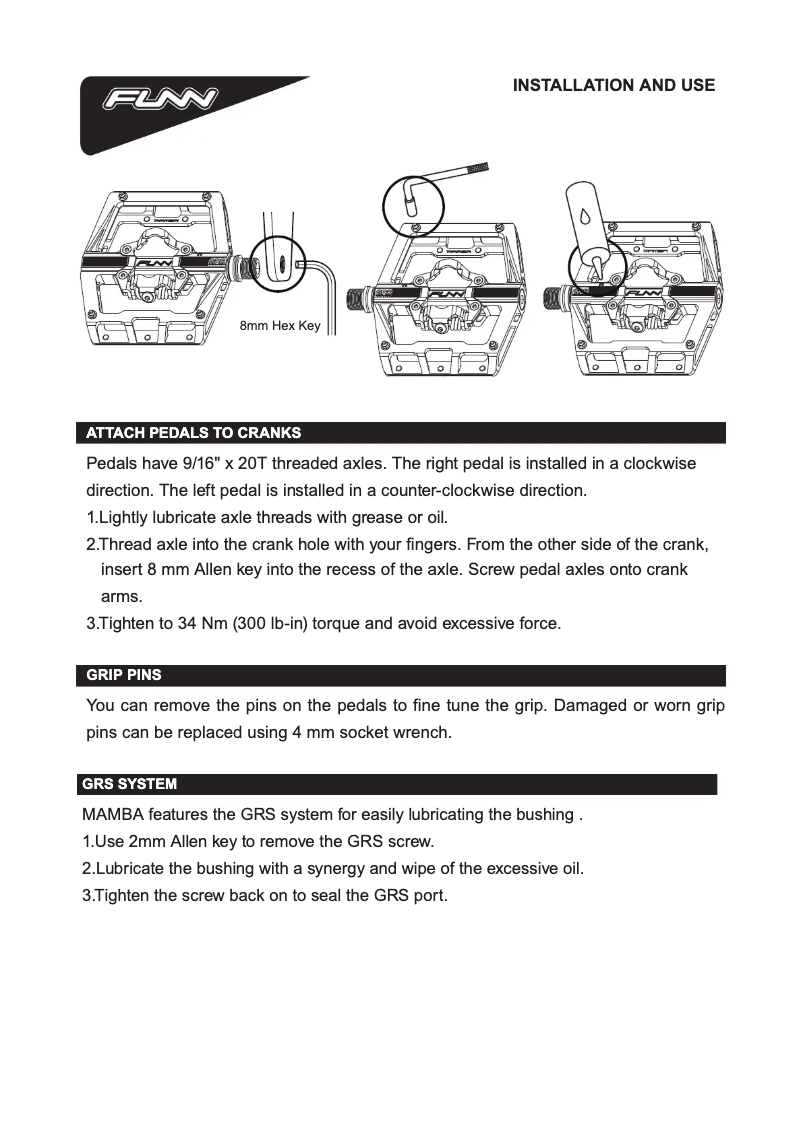 Page 1 de la notice Manuel utilisateur Funn Mamba