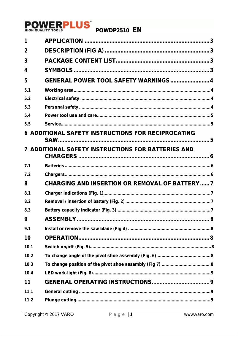 Page 1 de la notice Manuel utilisateur PowerPlus POWDP2510