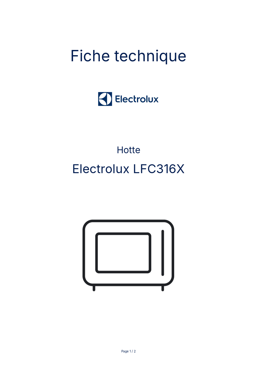 Page n°1 - Fiche technique Electrolux LFC316X