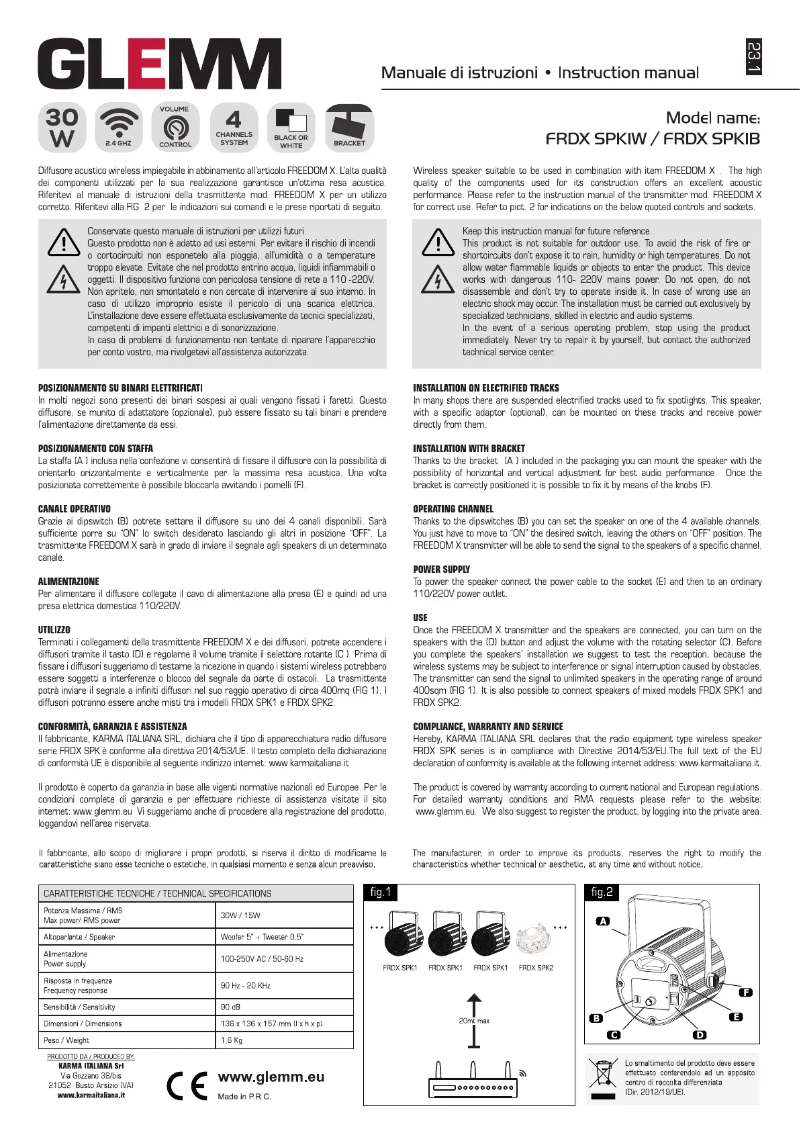Page 1 de la notice Manuel utilisateur Glemm FRDX SPK1B