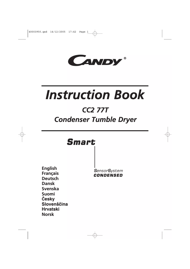 Page n°1 - Manuel utilisateur Candy CC2 77T