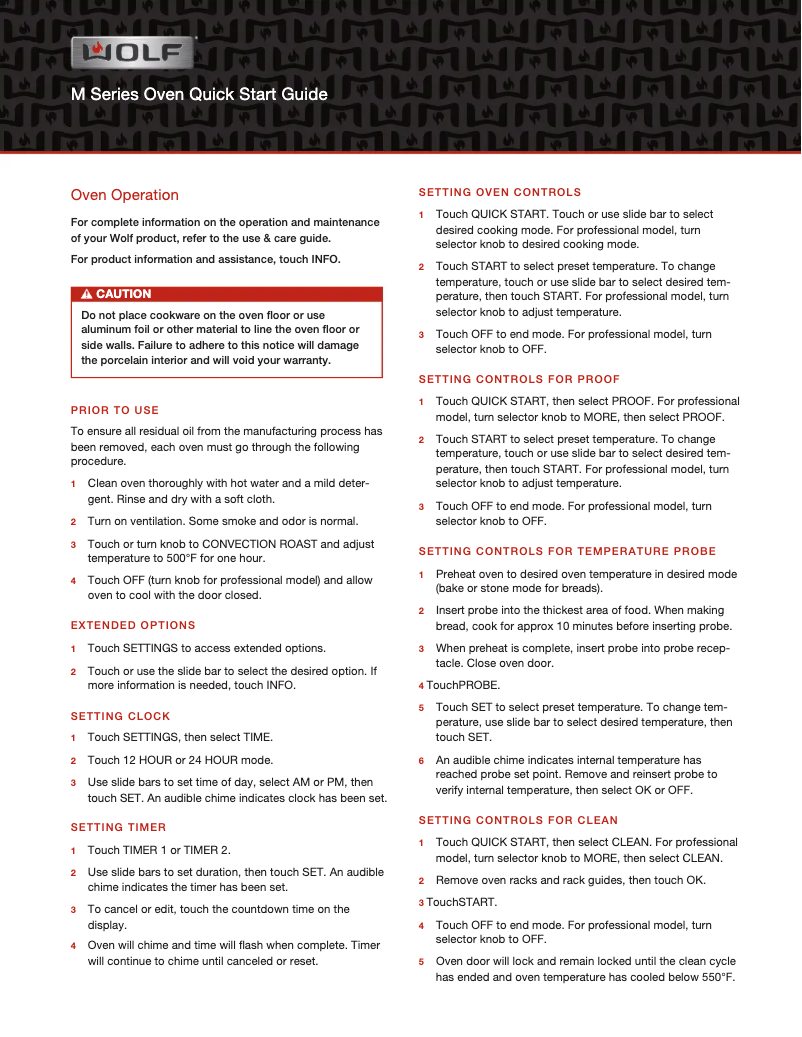 Page 1 de la notice Guide de démarrage rapide Wolf M Series SO30PM/S/PH