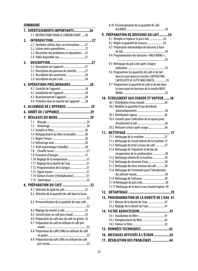 Page n°1 - Manuel utilisateur DeLonghi Eletta ECAM45760S