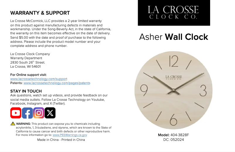 Page 1 de la notice Manuel utilisateur La Crosse Technology 404-3828F