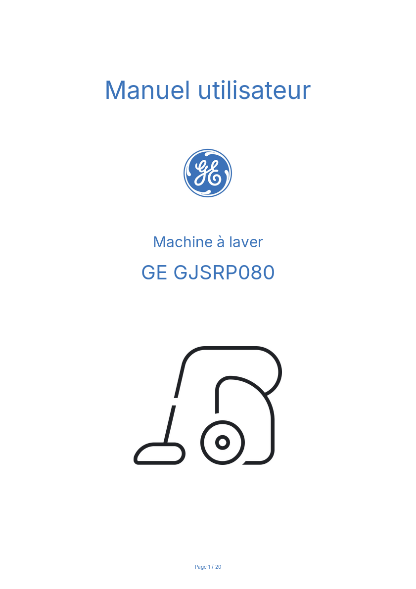 Page n°1 - Manuel utilisateur GE GJSRP080