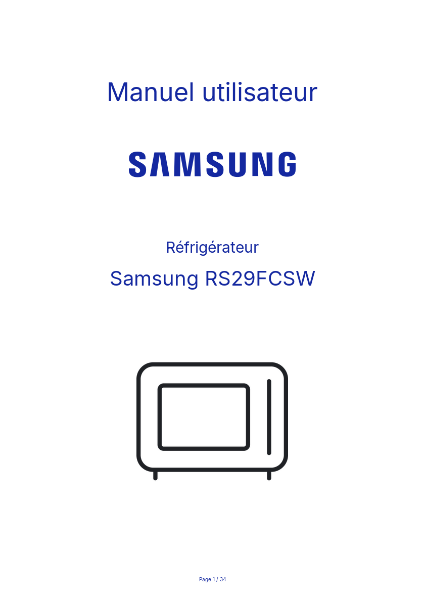 Page n°1 - Manuel utilisateur Samsung RS29FCSW