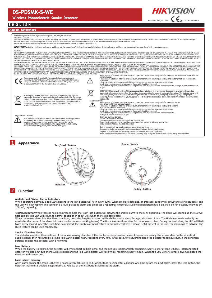 Image de la première page du manuel de l'appareil DS-PDSMK-S-WE