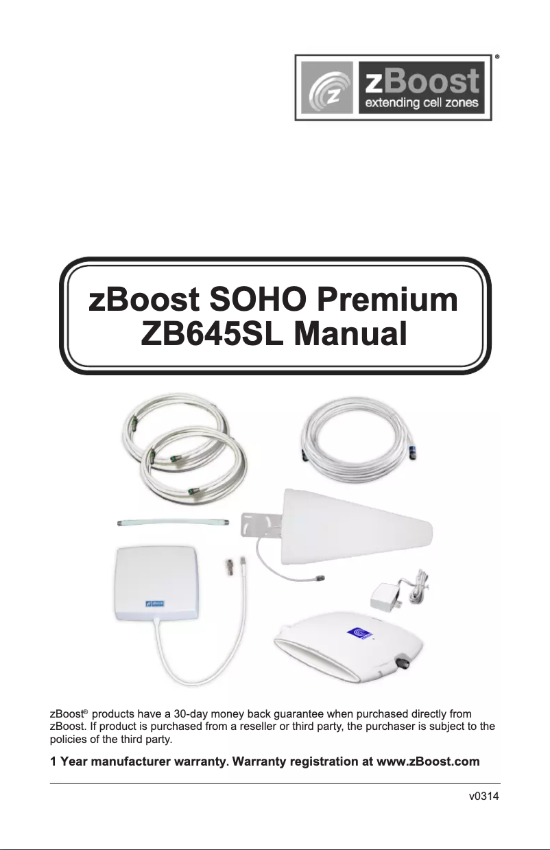 Page 1 de la notice Manuel utilisateur zBoost Soho Premium ZB645SL