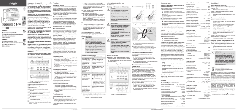 Page n°1 - Manuel utilisateur Hager TYA606B