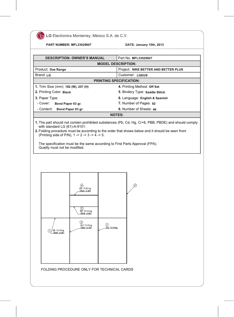 Page 1 de la notice Manuel utilisateur LG LDG3015SB