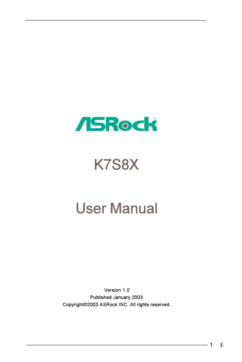 Image de la première page du manuel de l'appareil K7S8X