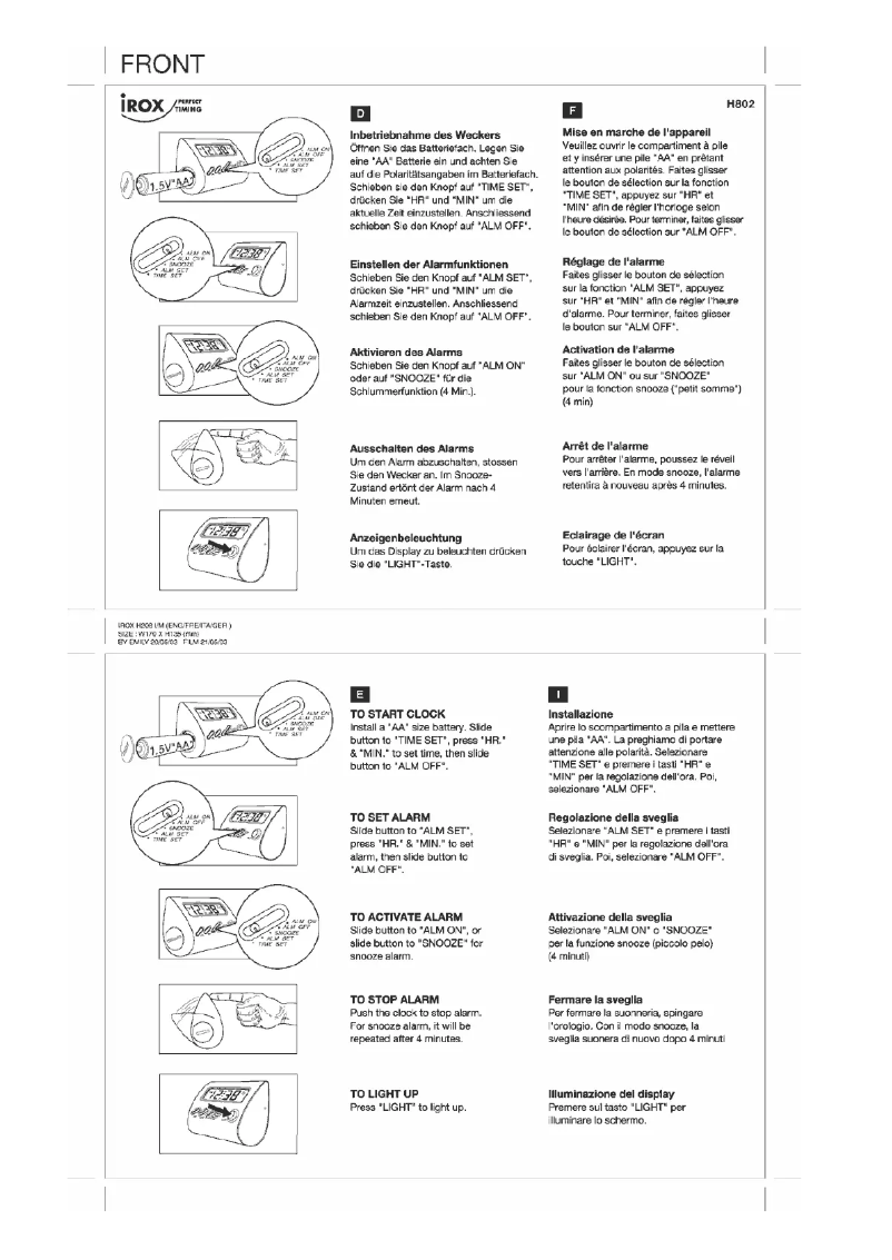 Image de la première page du manuel de l'appareil H802