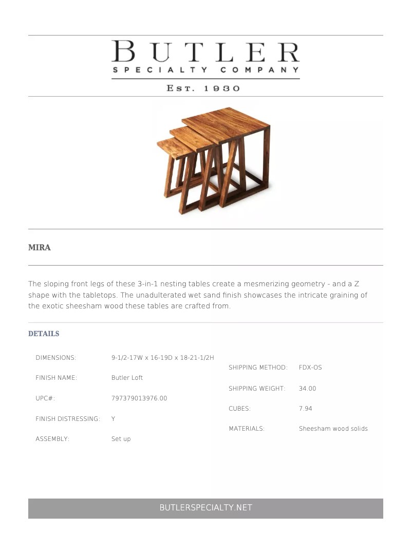 Page 1 de la notice Manuel utilisateur Butler Mira