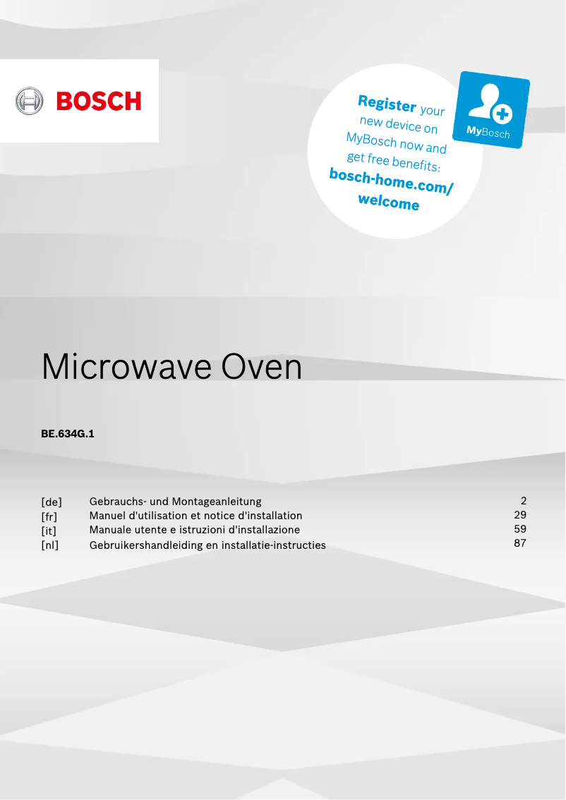 First page image of the manual for BEL634GS1