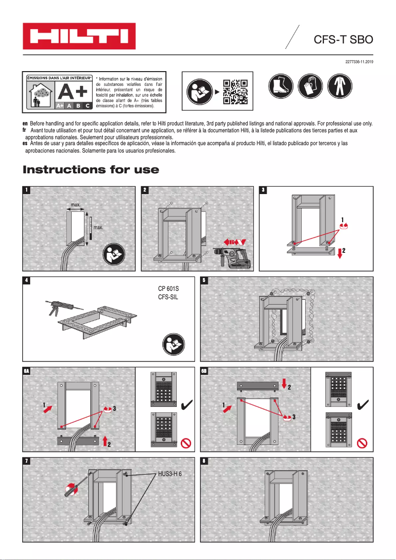 Page n°1 - Manuel utilisateur Hilti CFS-T SBO