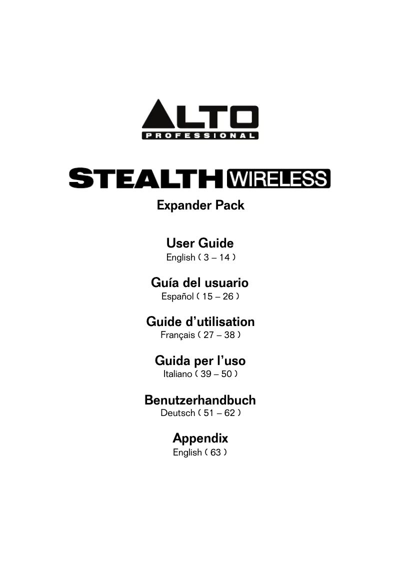 Page 1 de la notice Manuel utilisateur Alto Stealth Wireless