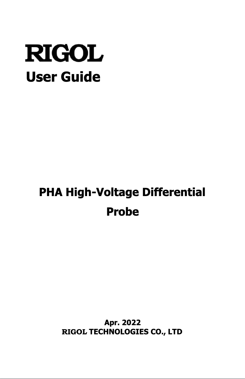 Page 1 de la notice Manuel utilisateur Rigol PHA2150