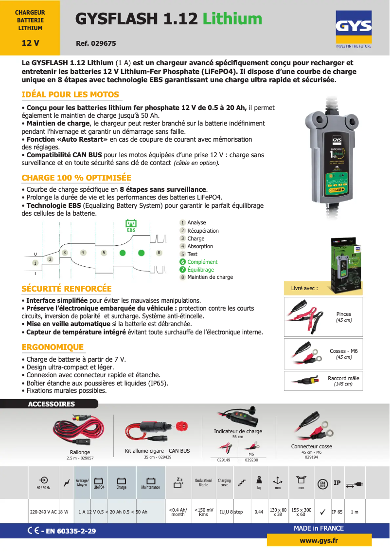 Image de la première page du manuel de l'appareil Gysflash Lithium 1.12