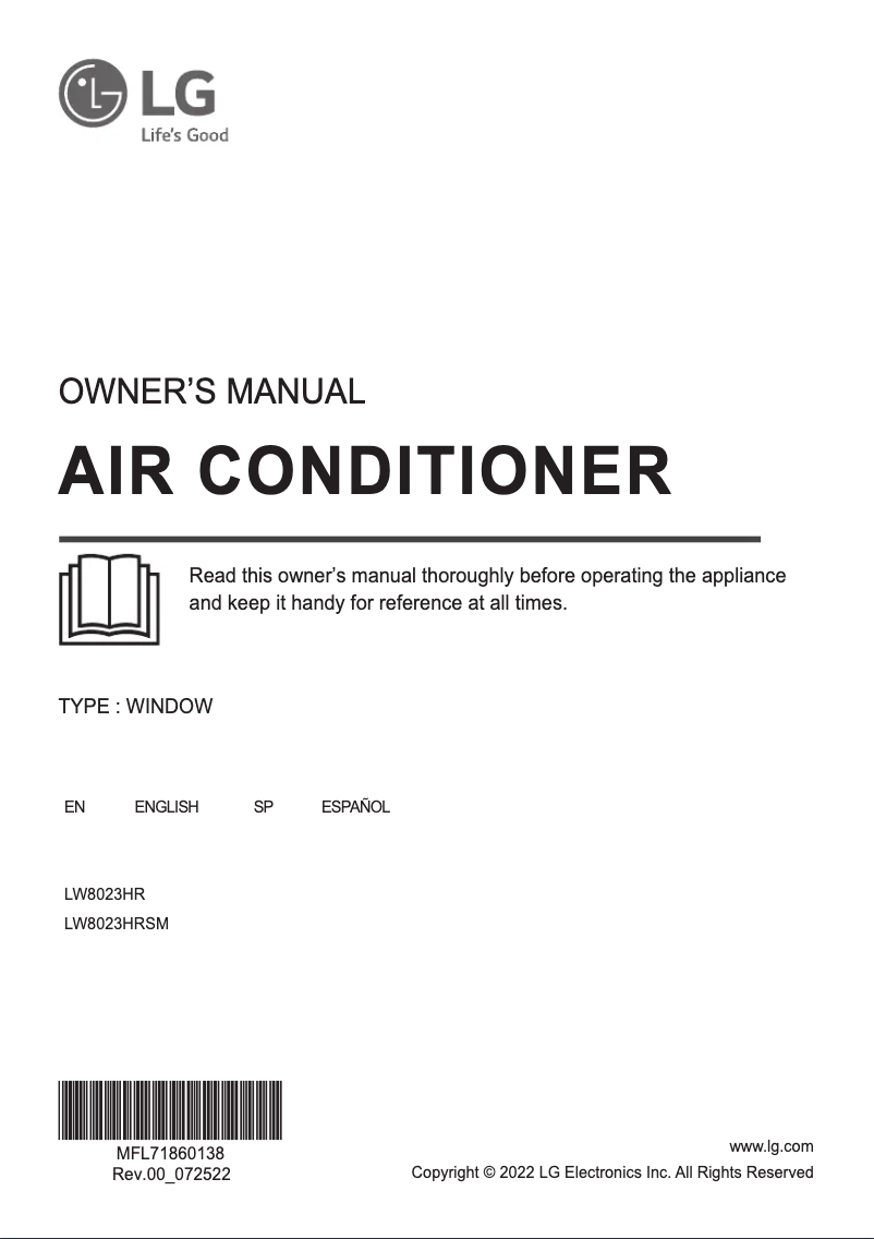 Page 1 de la notice Manuel utilisateur LG LW8023HRSM