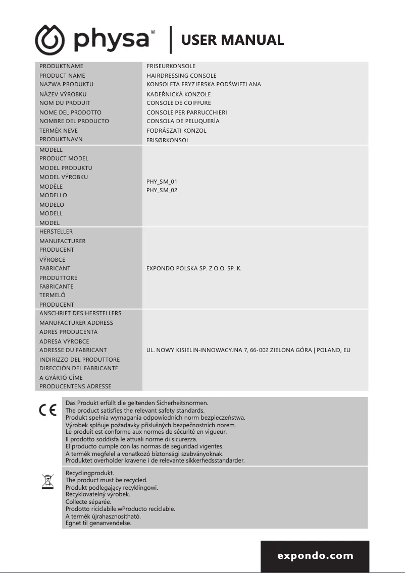 Página 1 del manual Manual de usuario Physa PHY_SM_02