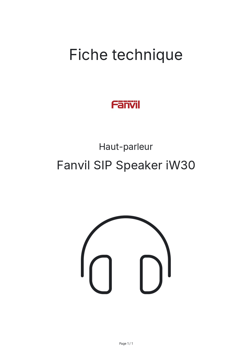 Image de la première page du manuel de l'appareil SIP Speaker iW30