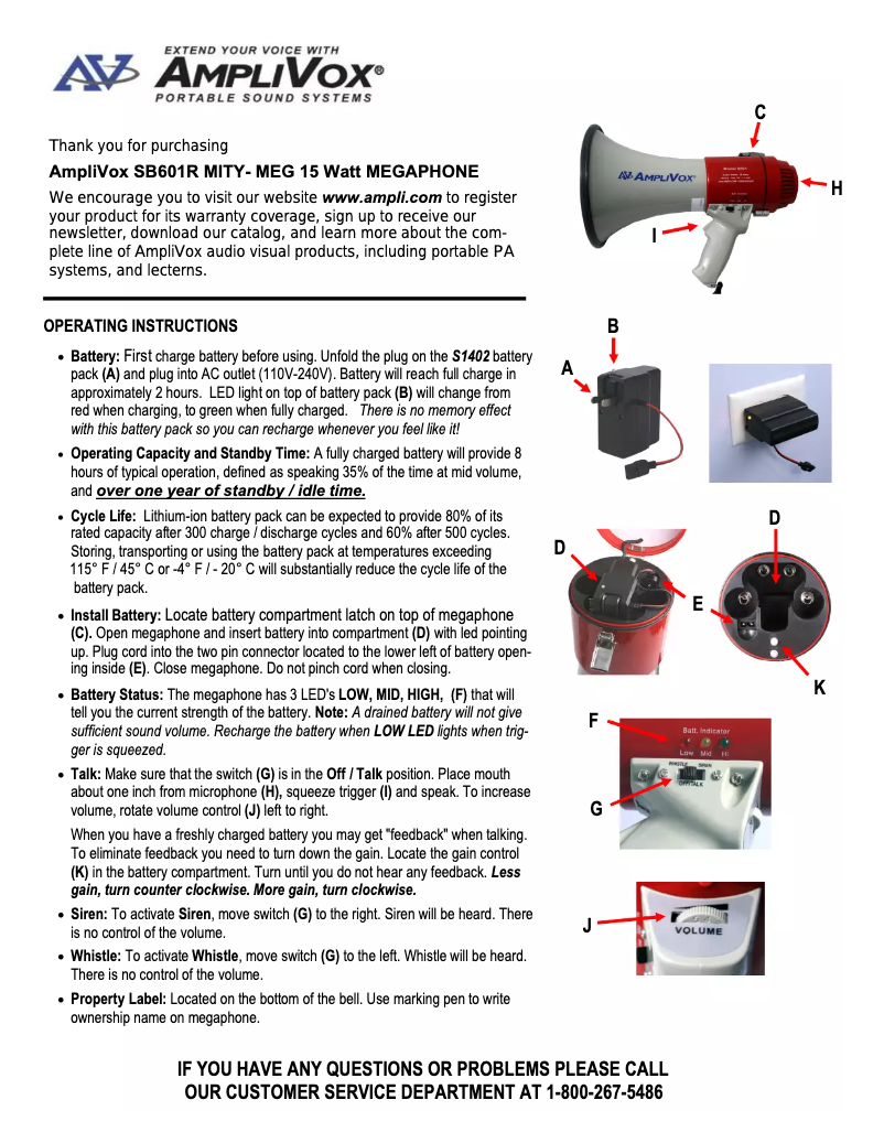Page 1 de la notice Manuel utilisateur AmpliVox SB601R