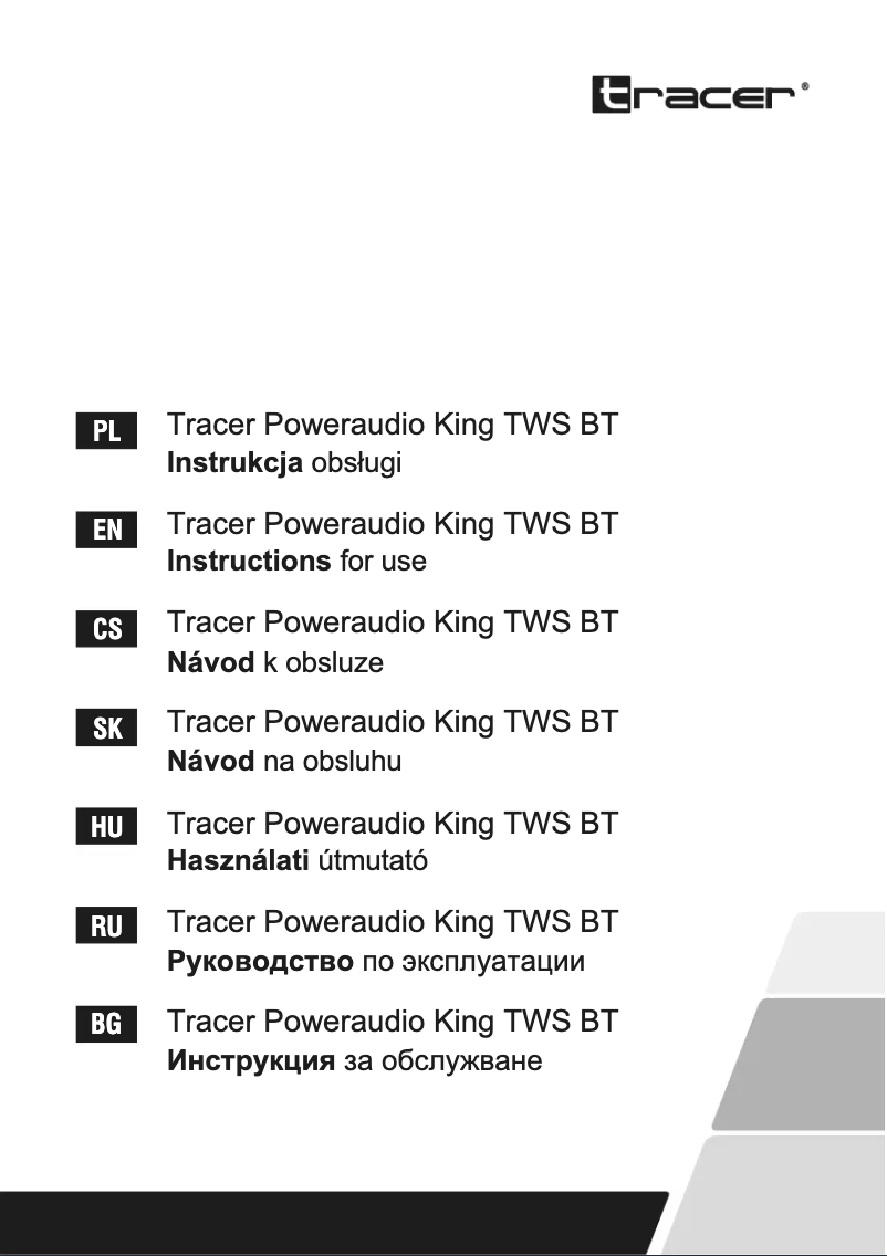 Page n°1 - Manuel utilisateur Tracer Poweraudio King TWS BT