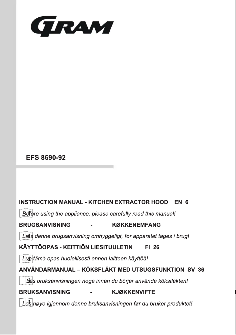 Page 1 de la notice Mode d'emploi Gram EFS 8660-92
