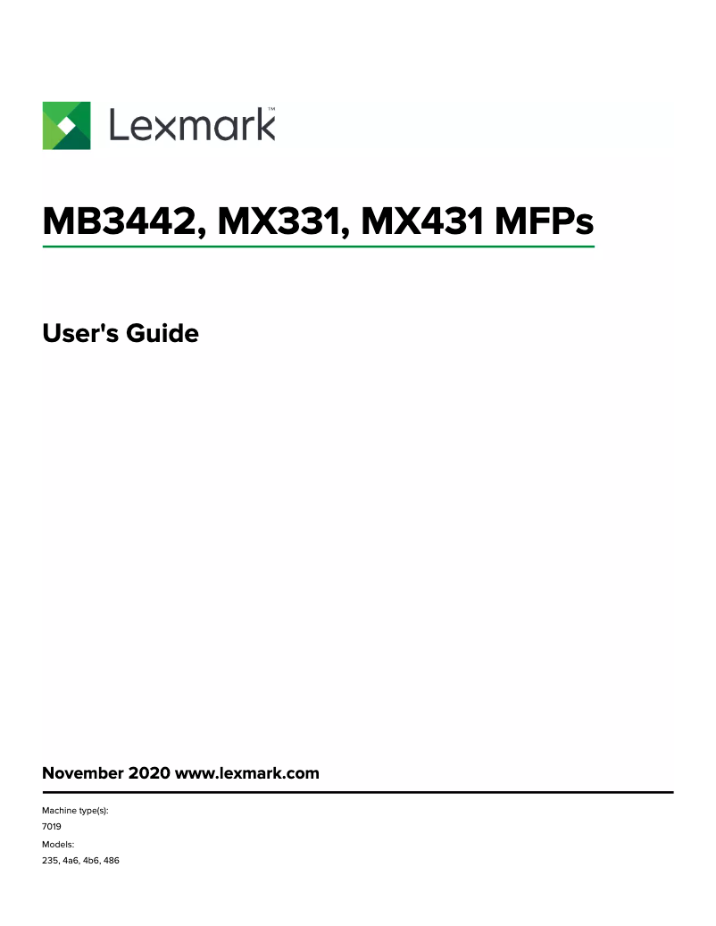 Page 1 de la notice Manuel utilisateur Lexmark MX431adn