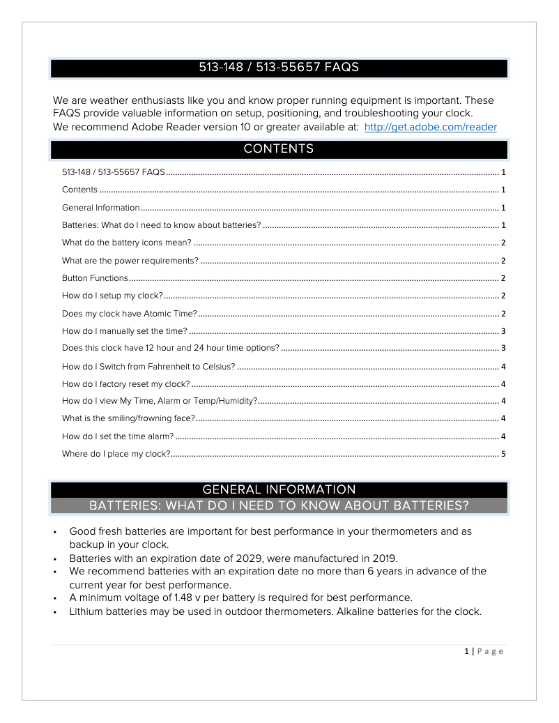 Página 1 del manual Preguntas frecuentes La Crosse Technology 513-148