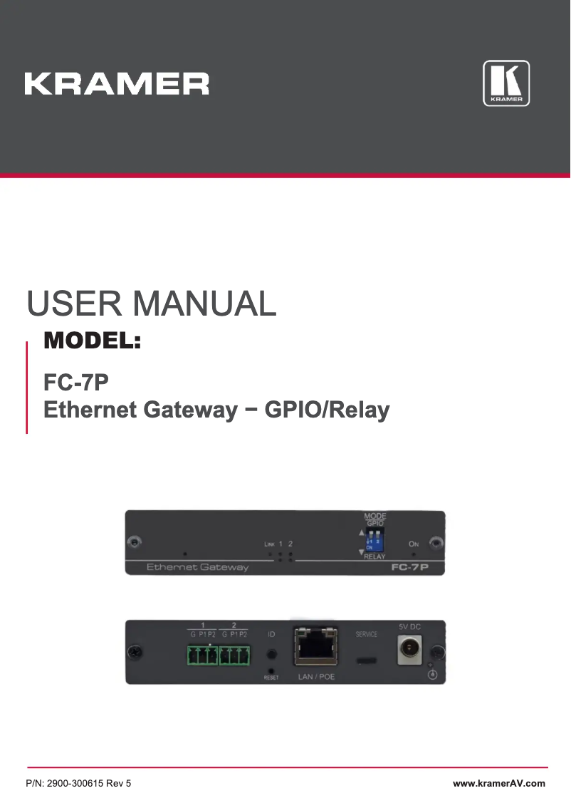 Page n°1 - Manuel utilisateur Kramer FC-7P