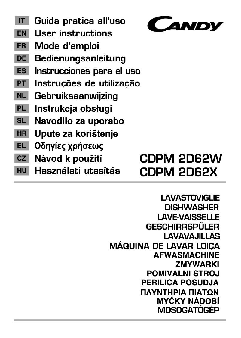 Page n°1 - Manuel utilisateur Candy CDPM 2D62W